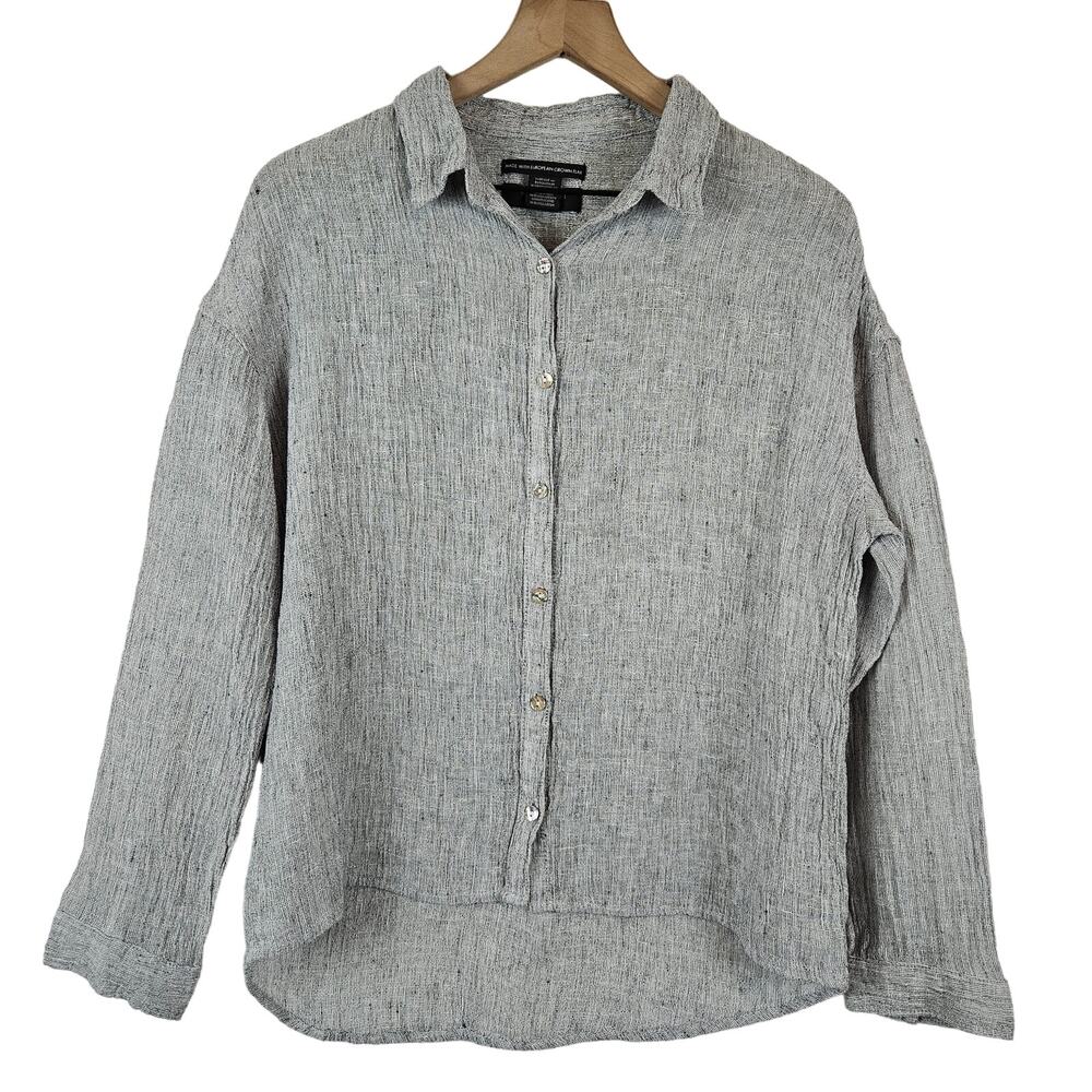 Tahari linen woven boxy button down top, size women's small - Picture 1 of 5